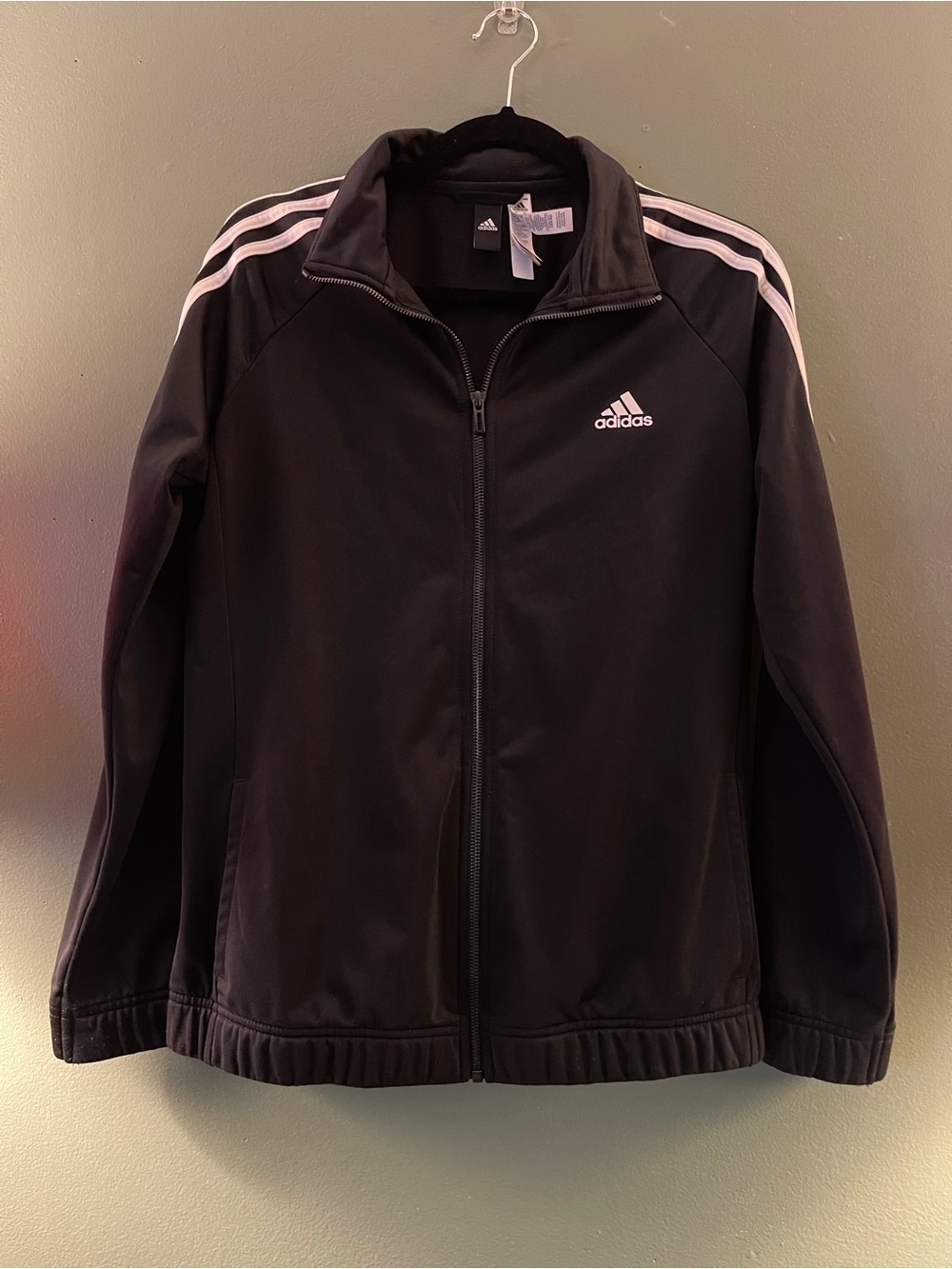adidas Black Jacket with White Shoulder Stripes